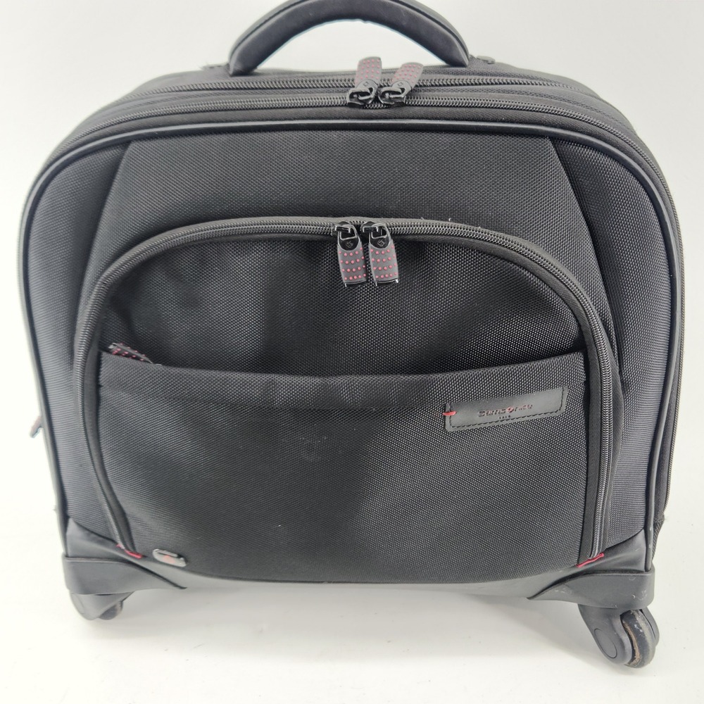 Samsonite Rolling Spinner Laptop Bag 17" Black Red Wheel Business Case Carry On